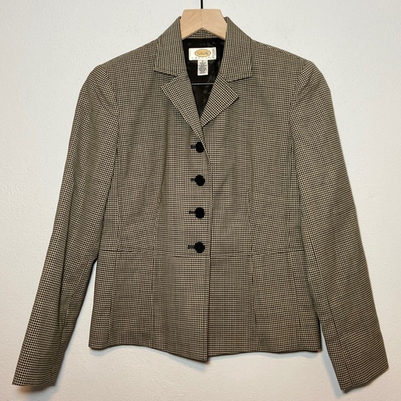 Talbots Jackets & Blazers - Vintage Talbots 100% Wool Shepard's Check Button Down Peplum Blazer Sz 2 Gingham